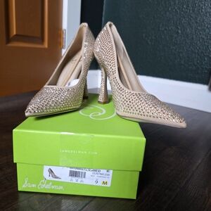 Sam Edelman Champagne Rhinestone Pointed Toe Heels